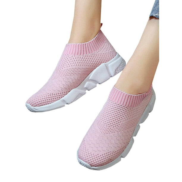 LADIES FLAT ANKLE SOCKS WOMENS TRAINERS GYM RUNNING KNIT SNEAKERS SHOES SIZES